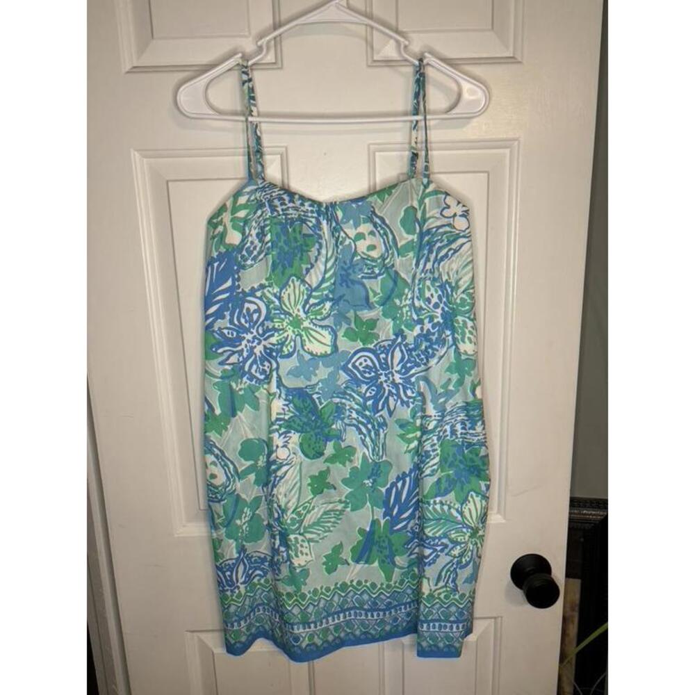 Lilly Pulitzer Blue Green Patterned Thin Strap Dress